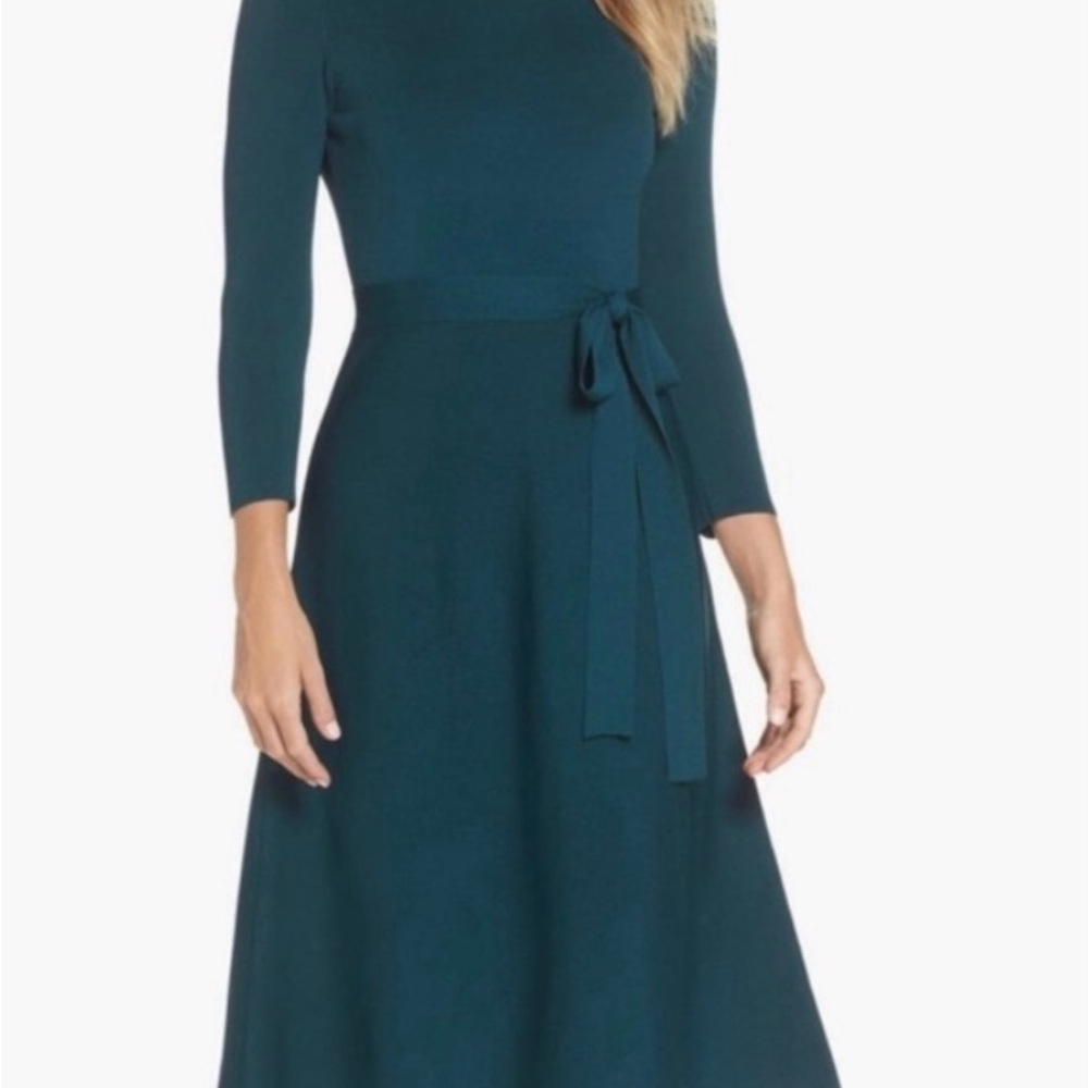 Eliza J Deep Teal Long Sleeve Dress